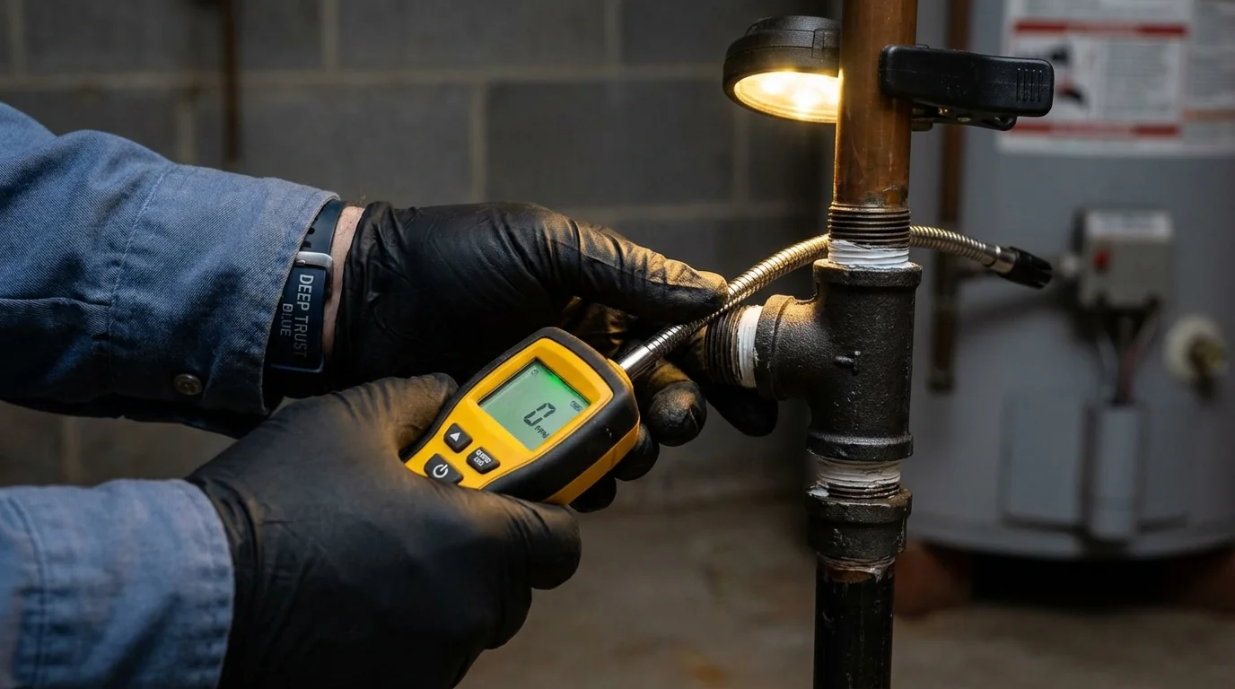 Gas leak detection with electronic sniffer by Johns Plumbing LLC in Elberton