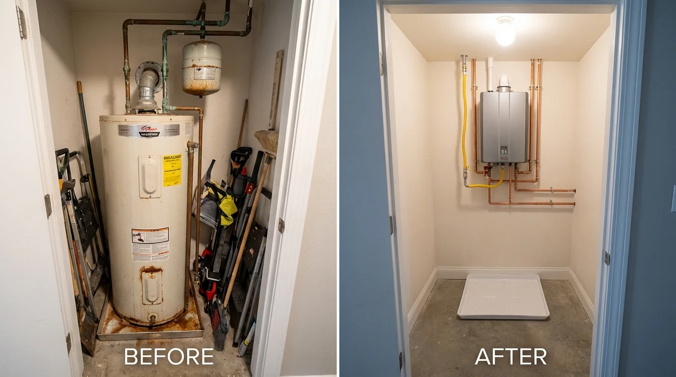 Tank water heater versus wall-mounted tankless unit comparison for Elberton, GA homeowners